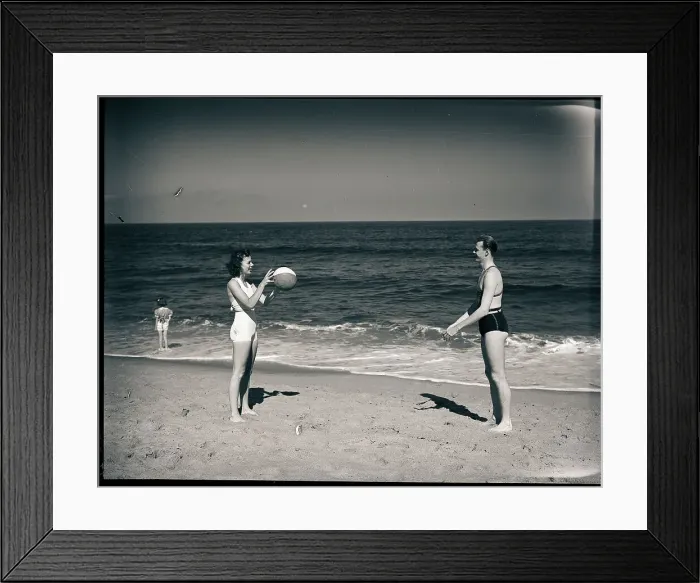 Framed Print : Couple Playing with Beach Ball Framed Print : Couple Playing with Beach Ball