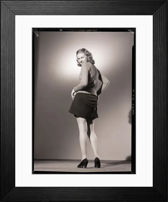 Framed Print : Woman in Sweater and Skirt Framed Print : Woman in Sweater and Skirt