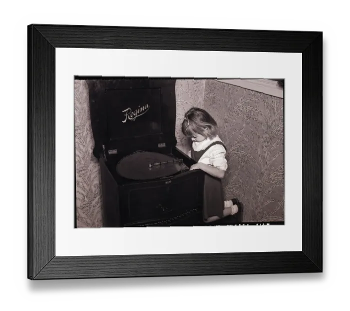 Framed Print : Girl Playing with Large Music Box Framed Print : Girl Playing with Large Music Box