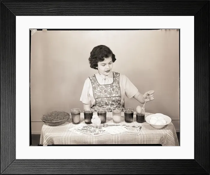 Framed Print : Woman Pulling Egg From Glass / Coloring Framed Print : Woman Pulling Egg From Glass / Coloring