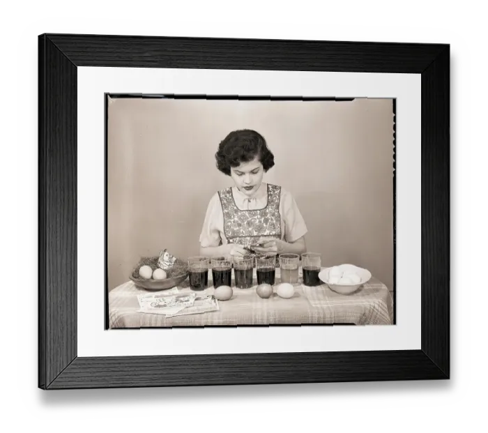 Framed Print : Girl Coloring Easter Eggs Framed Print : Girl Coloring Easter Eggs