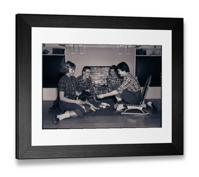 Framed Print : Teenagers Toast Marshmallows by Fireplace Framed Print : Teenagers Toast Marshmallows by Fireplace