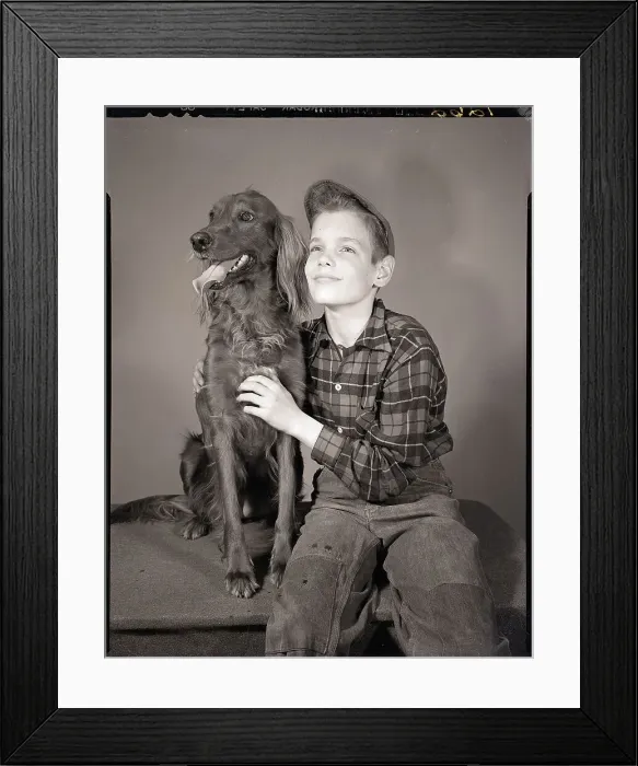 Framed Print : Seated Boy with Dog Framed Print : Seated Boy with Dog