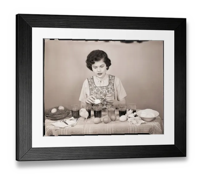 Framed Print : Woman Coloring Eaaster Eggs / Egg On Spoon Framed Print : Woman Coloring Eaaster Eggs / Egg On Spoon