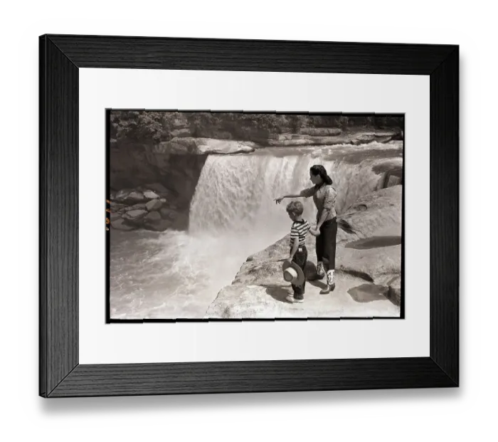 Framed Print : Woman and Boy Standing at Cumberland Falls Framed Print : Woman and Boy Standing at Cumberland Falls