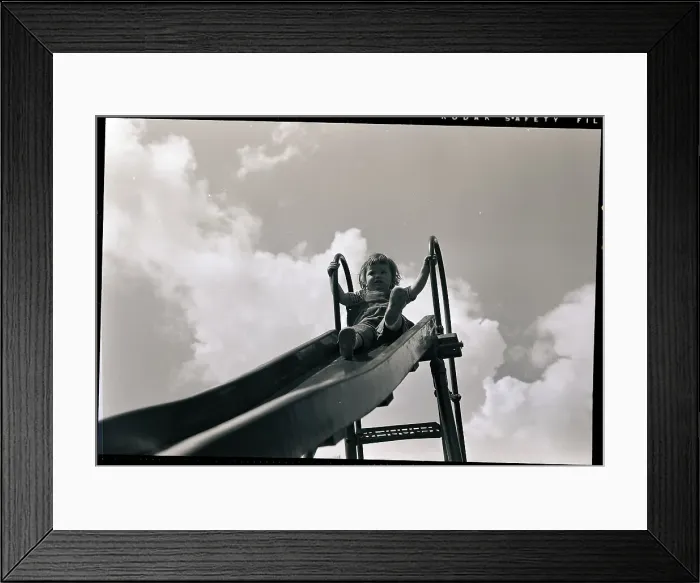 Framed Print : Girls Sliding