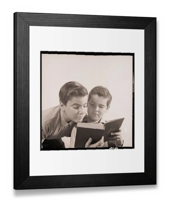 Framed Print : Brothers Reading Book Framed Print : Brothers Reading Book