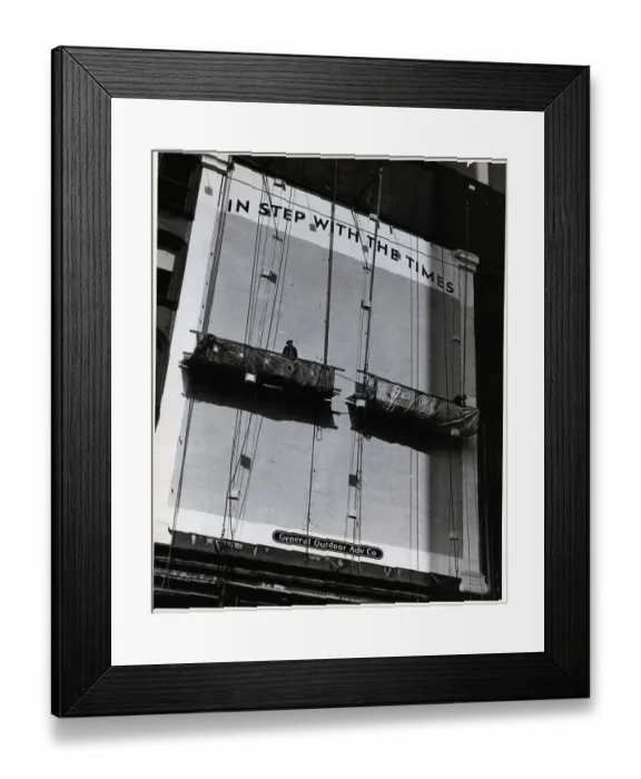 Framed Print : Sign Painters on Hoists Framed Print : Sign Painters on Hoists