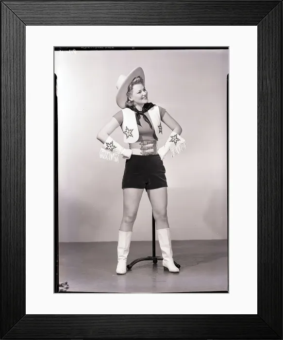 Framed Print : Woman Poses in Cowgirl Outfit Framed Print : Woman Poses in Cowgirl Outfit