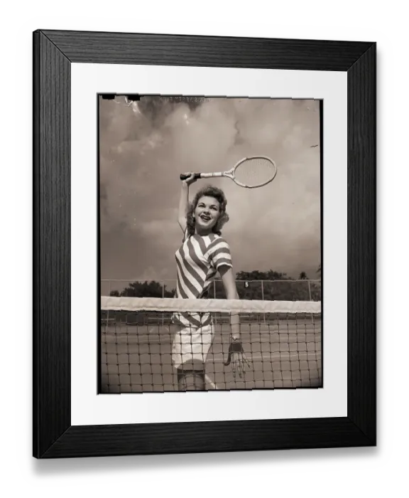 Framed Print : Tennis Player with Racket Up Framed Print : Tennis Player with Racket Up