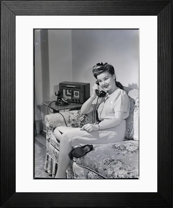 Framed Print : Woman Using Telephone Framed Print : Woman Using Telephone