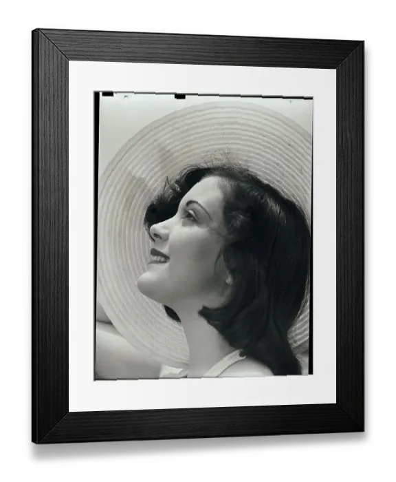 Framed Print : Profile of Woman Wearing Straw Hat Framed Print : Profile of Woman Wearing Straw Hat