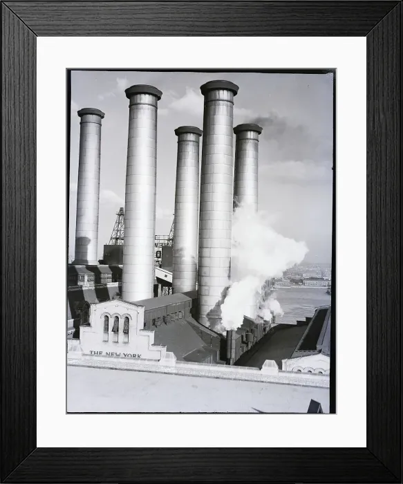 Framed Print : Smokestacks of Edison Power Company