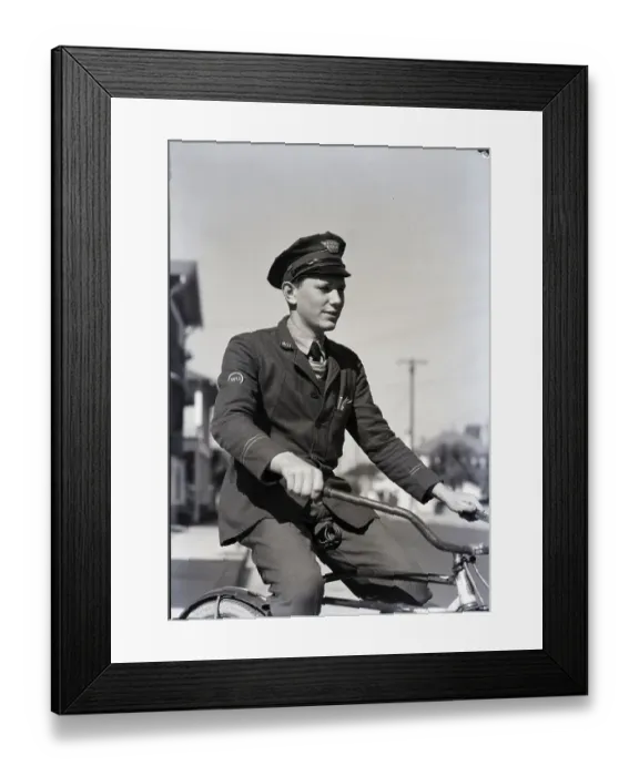 Framed Print : Western Union Messenger on Bicycle Framed Print : Western Union Messenger on Bicycle