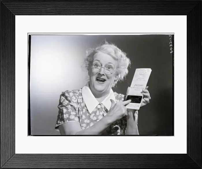 Framed Print : Old Woman with Excited Expression Framed Print : Old Woman with Excited Expression