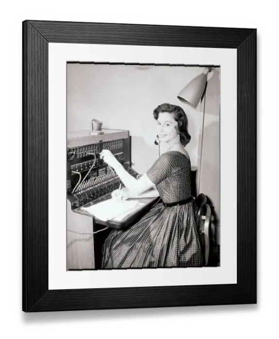 Framed Print : Woman at Switchboard