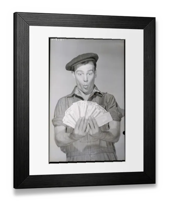 Framed Print : Man Holding Fan of Money Framed Print : Man Holding Fan of Money