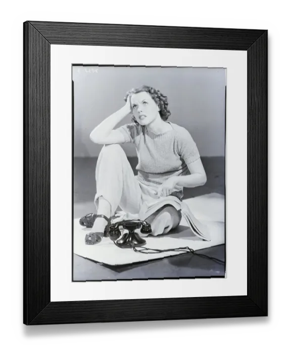 Framed Print : Phone Book Perplexing Woman