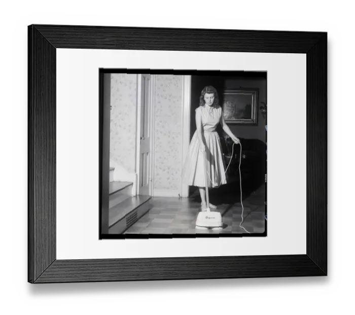 Framed Print : Woman Polishing Floor Framed Print : Woman Polishing Floor
