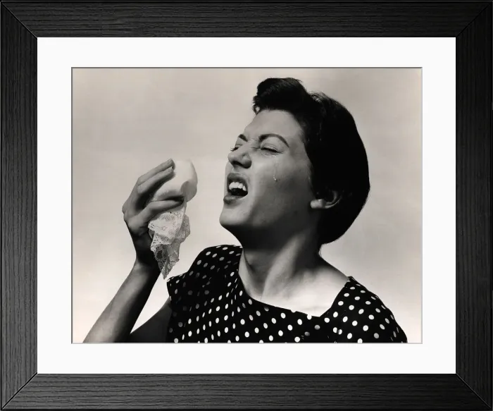 Framed Print : Woman Sneezing Framed Print : Woman Sneezing