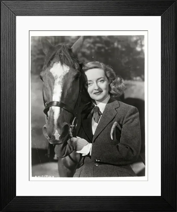 Framed Print : Bette Davis In Riding Clothes W /  A Horse