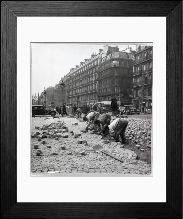 Framed Print : Men Paving Paris Street