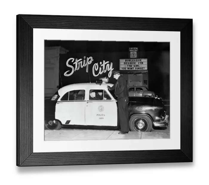Framed Print : Police Car Outside Strip Club Framed Print : Police Car Outside Strip Club