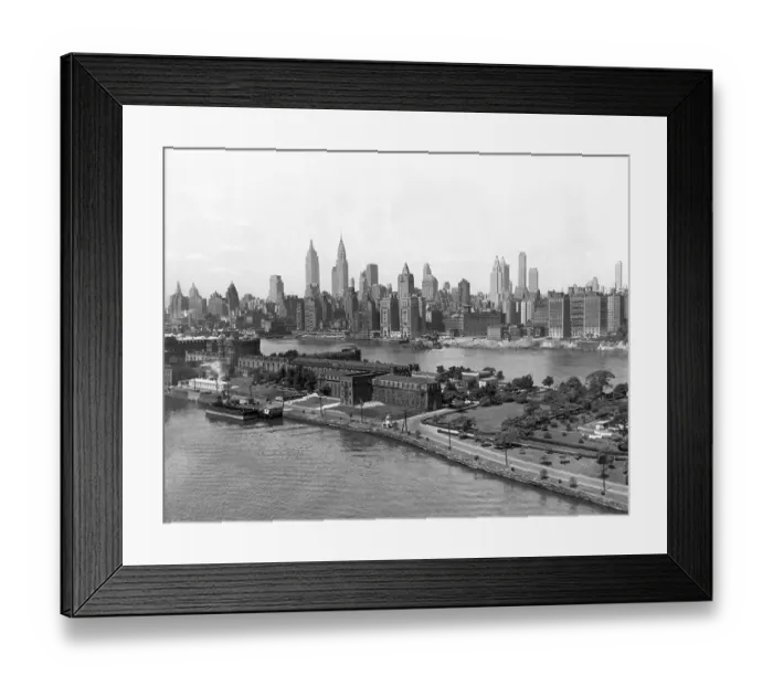 Framed Print : Manhattan Skyline and Welfare Island Framed Print : Manhattan Skyline and Welfare Island