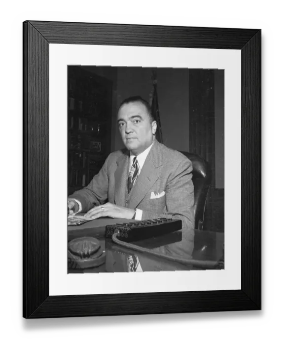Framed Print : J. Edgar Hoover Standing in his FBI Office Framed Print : J. Edgar Hoover Standing in his FBI Office