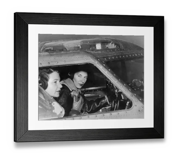 Framed Print : Two Student Women's Air Service Pilots Preparing for Takeoff Framed Print : Two Student Women's Air Service Pilots Preparing for Takeoff