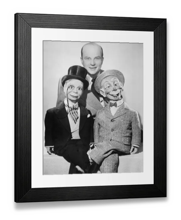 Framed Print : Edgar Bergen Posing with His Mannequins
