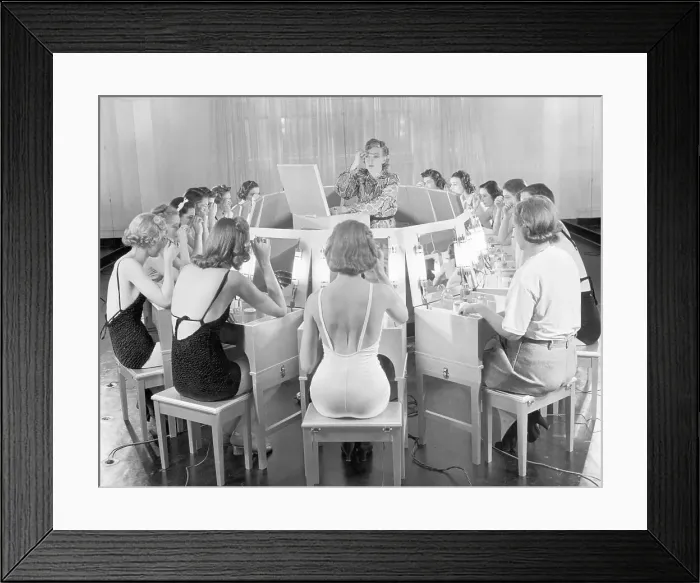 Framed Print : Women Receiving Make-Up Instructions