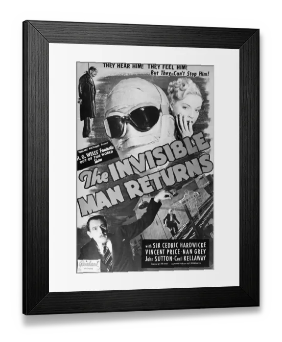 Framed Print : Invisible Man Returns Movie Poster Framed Print : Invisible Man Returns Movie Poster