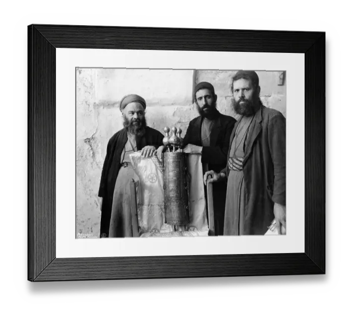 Framed Print : Palestinian Men Posing with Holy Scroll of Samaritans Framed Print : Palestinian Men Posing with Holy Scroll of Samaritans