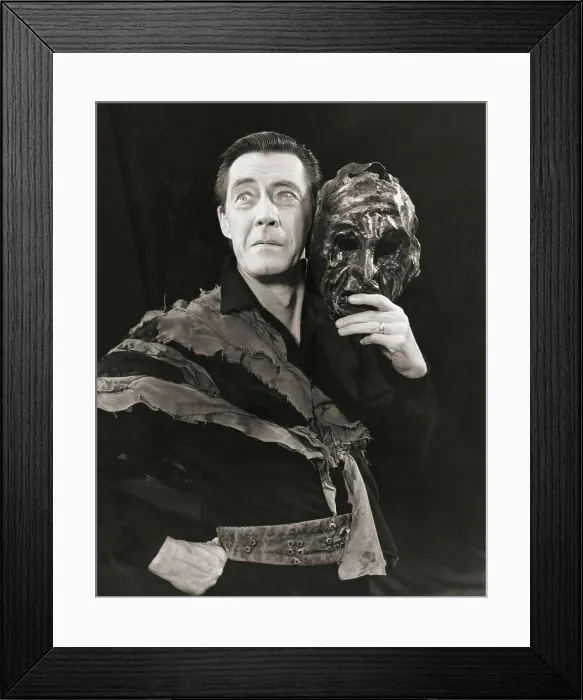 Framed Print : Actor John Carradine Holding Mask