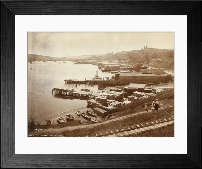 Framed Print : Dock Area and Pedestrians near Railroad Framed Print : Dock Area and Pedestrians near Railroad