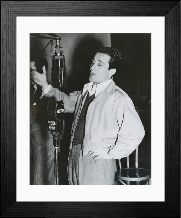 Framed Print : Singer Perry Como at the Microphones