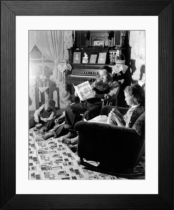 Framed Print : Illinois Tenant Farmer with Family at Home