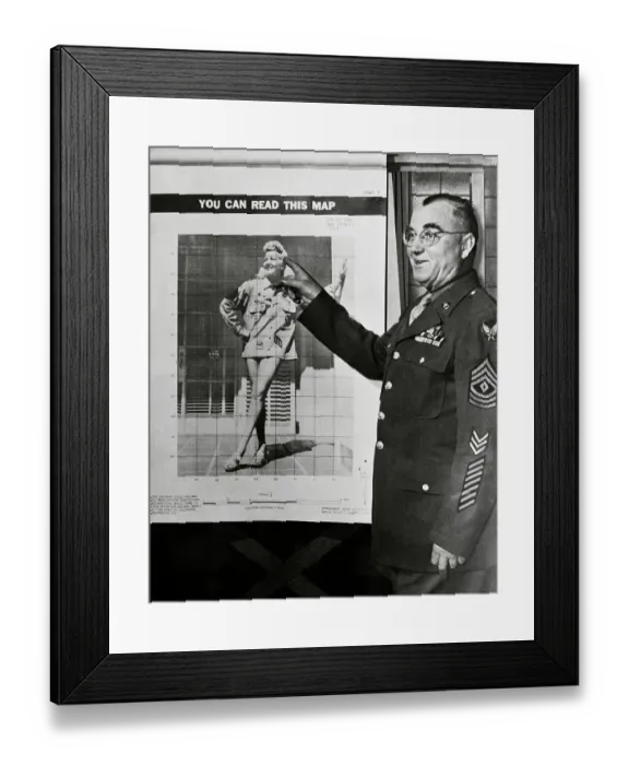 Framed Print : Officer Pointing Map for Teaching Framed Print : Officer Pointing Map for Teaching
