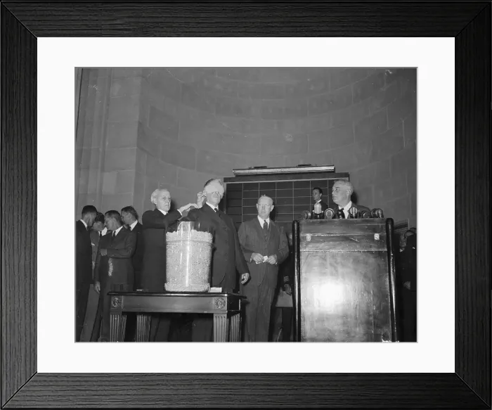 Framed Print : Politicians Standing Near Podium During Draft Event Framed Print : Politicians Standing Near Podium During Draft Event