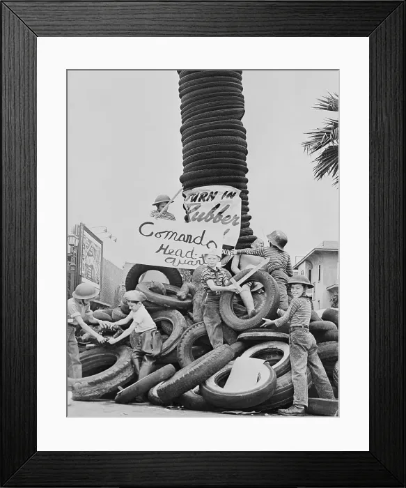 Framed Print : Boys Making Fort from Old Tires Framed Print : Boys Making Fort from Old Tires