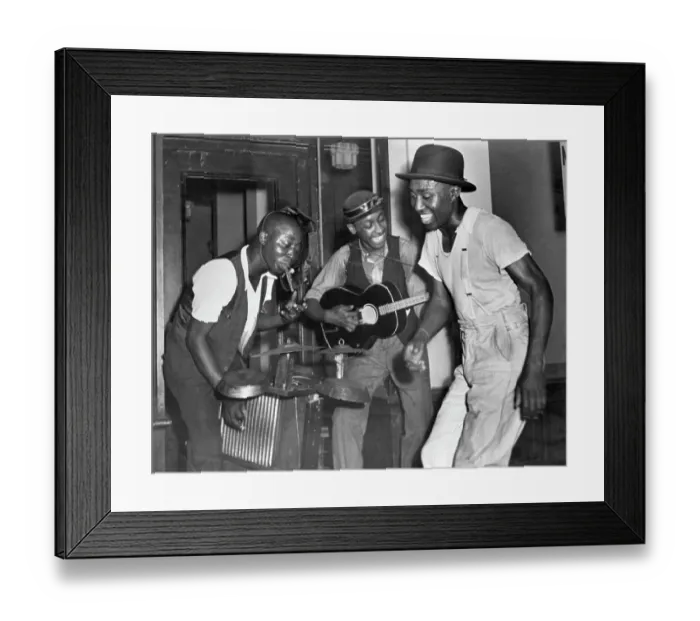 Framed Print : African American Band with Homemade Drum Kit Framed Print : African American Band with Homemade Drum Kit