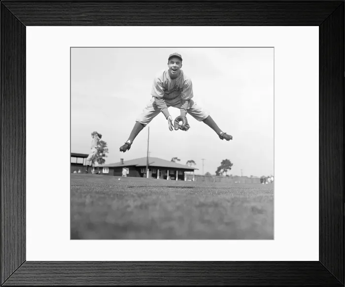 Framed Print : Harold Peewee Reese Practicing in Action Framed Print : Harold Peewee Reese Practicing in Action