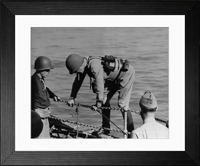 Framed Print : Lieutenant General George S. Patton Jr. Disembarking over Side of Boat Framed Print : Lieutenant General George S. Patton Jr. Disembarking over Side of Boat