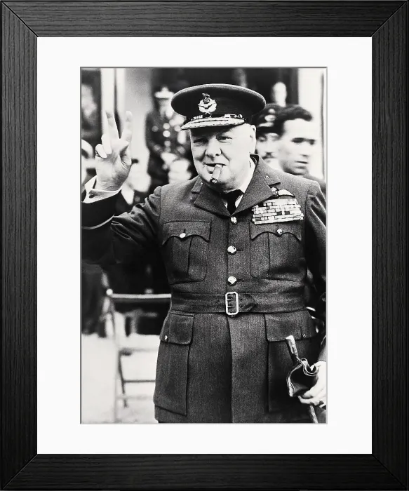 Framed Print : Winston Churchill Making the Victory Sign Framed Print : Winston Churchill Making the Victory Sign