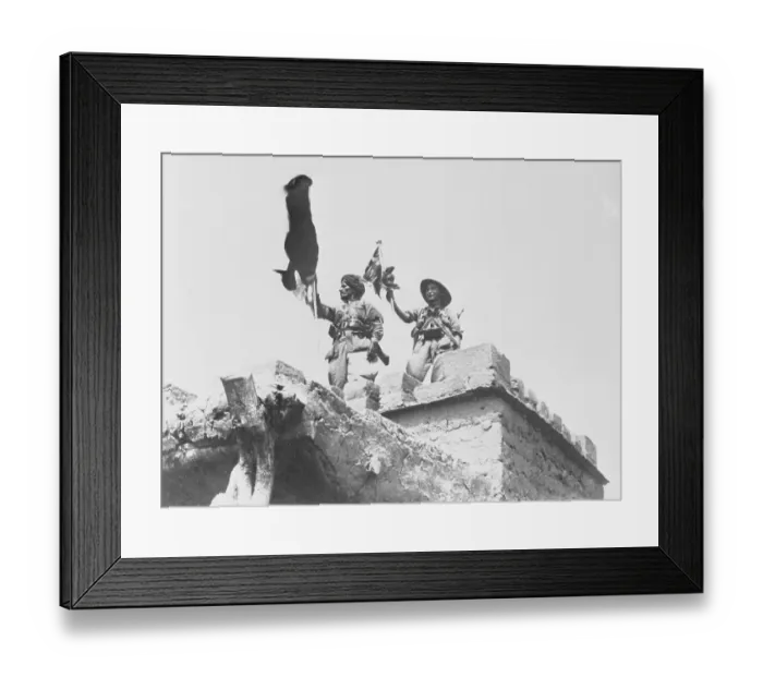 Framed Print : Soldiers Waving Flags