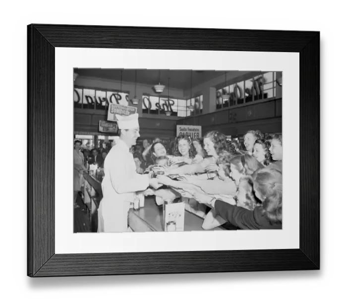 Framed Print : Actor Dana Andrews Serving Sodas to Fans Framed Print : Actor Dana Andrews Serving Sodas to Fans