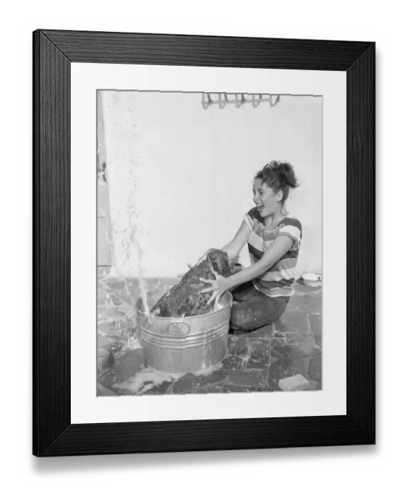 Framed Print : Young Actress Elizabeth Taylor Bathing Her Dog Framed Print : Young Actress Elizabeth Taylor Bathing Her Dog