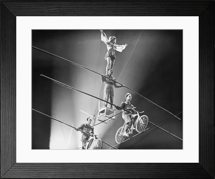 Framed Print : Flying Wallendas Performing High Wire Act Framed Print : Flying Wallendas Performing High Wire Act