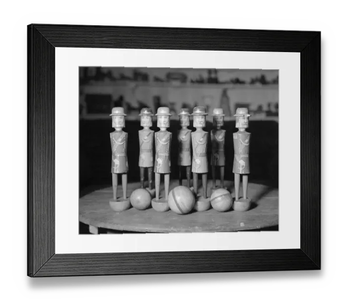 Framed Print : Antique Wooden Balls and Toy Soldiers